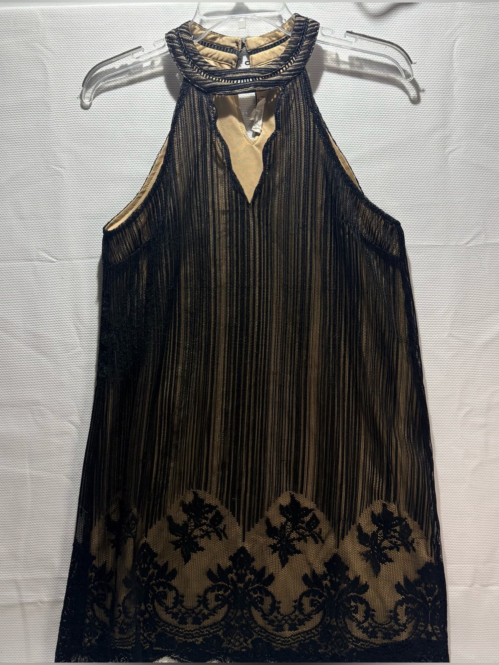 entro Black and Gold Halter Lace-Trim Camisole